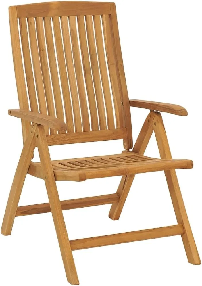 Solid Teak Wood Reclining Patio Chairs with Cushions 2-Piece Set, Foldable Adjustable Outdoor Lounge Chairs for Poolside, Backyard, Deck, and Sunbathing