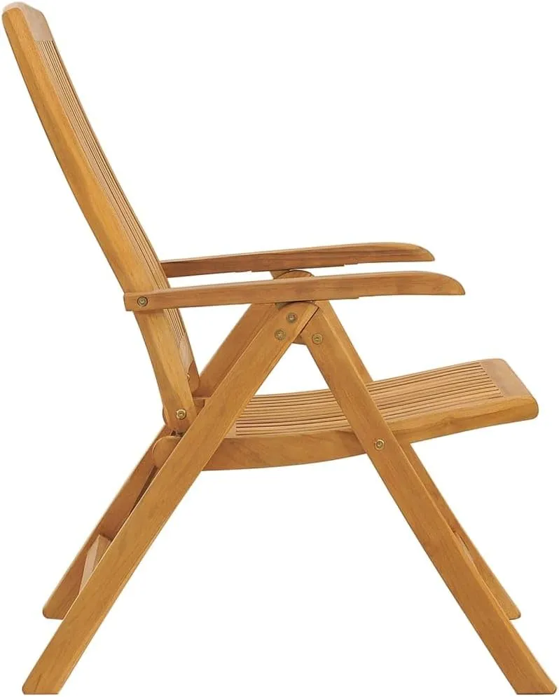 Solid Teak Wood Reclining Patio Chairs with Cushions 2-Piece Set, Foldable Adjustable Outdoor Lounge Chairs for Poolside, Backyard, Deck, and Sunbathing