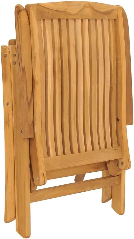 Solid Teak Wood Reclining Patio Chairs with Cushions 2-Piece Set, Foldable Adjustable Outdoor Lounge Chairs for Poolside, Backyard, Deck, and Sunbathing