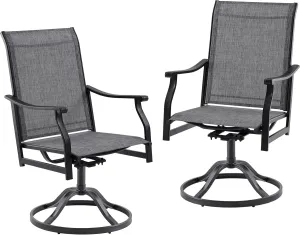 Soohow Outdoor Dining Chairs Set of 2, 360°Swivel Patio Dining Chair with Textilene Fabric, Outdoor Metal Armchair All Weather Resistant, Ergonomic Comfort, Perfect for Patio, Backyard, Balcony