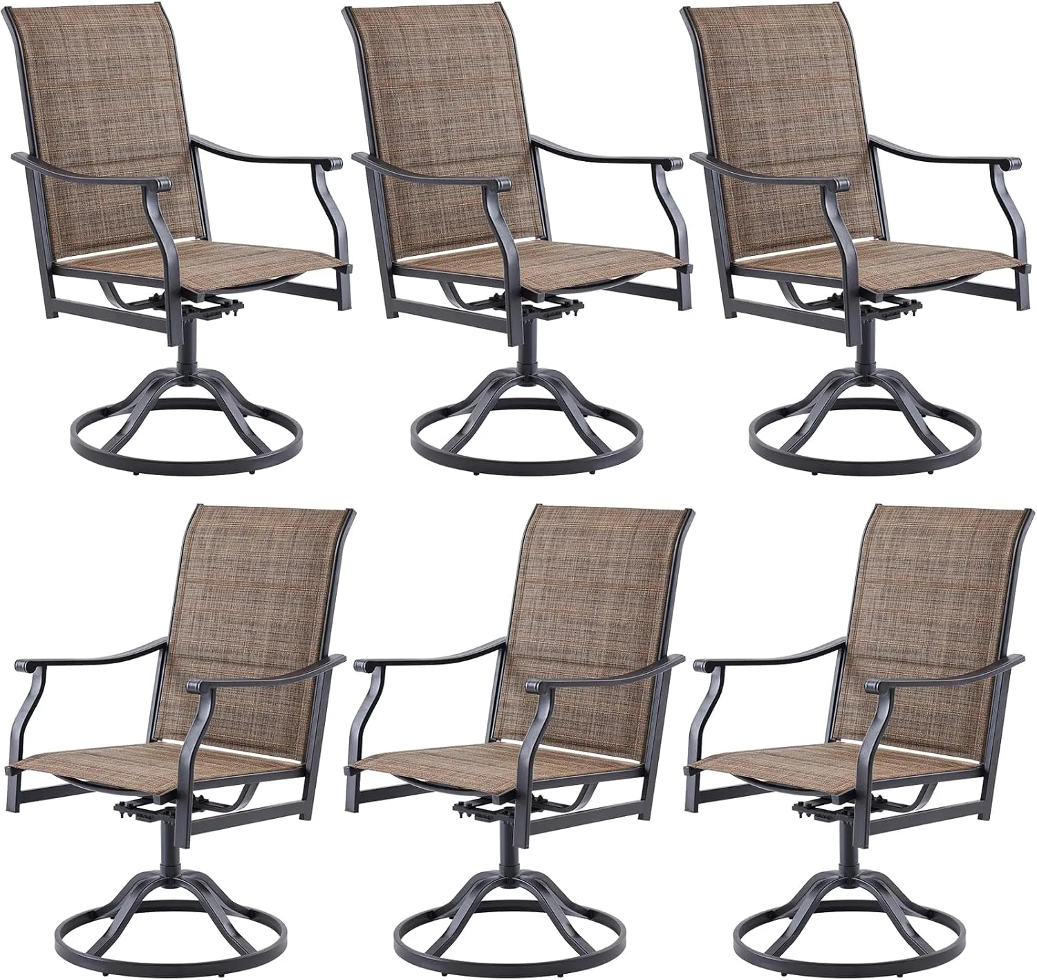 Soohow Swivel Outdoor Dining Chairs Set of 6, Patio Swivel Dining Chair with Textilene Fabric, Outdoor Metal Armchair All Weather Resistant, Ergonomic Comfort, Perfect for Patio, Backyard, Balcony