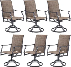 Soohow Swivel Outdoor Dining Chairs Set of 6, Patio Swivel Dining Chair with Textilene Fabric, Outdoor Metal Armchair All Weather Resistant, Ergonomic Comfort, Perfect for Patio, Backyard, Balcony