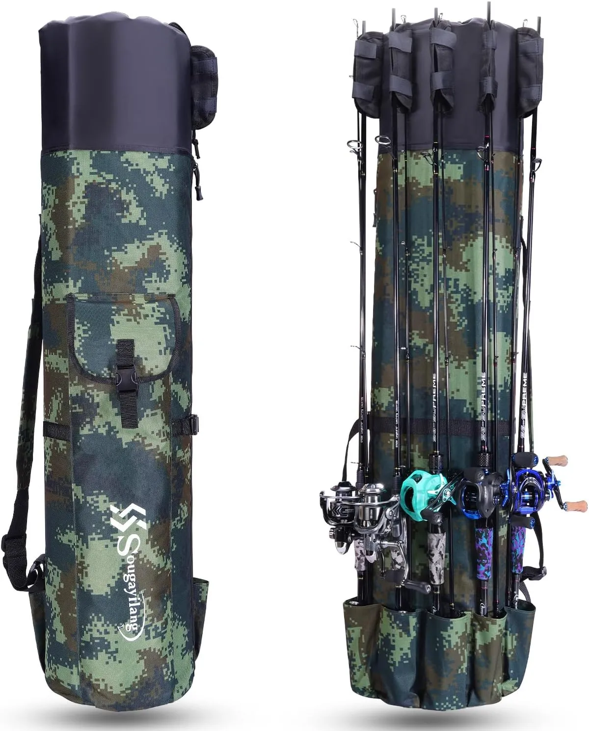 Sougayilang Fishing Rod Case Organizer Pole Storage Bag Fishing Rod and Reel Organizer for Travel, Gift for Father, Boyfriend and Family