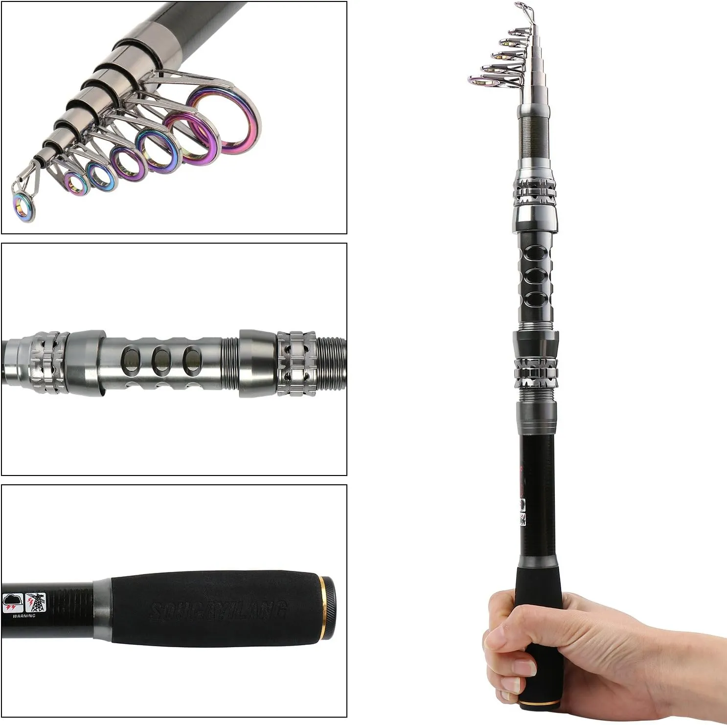 Sougayilang Fishing Rod Reel Combo with Telescopic Fishing Pole Spinning Reel Carrier Bag for Travel Saltwater Freshwater Fishing