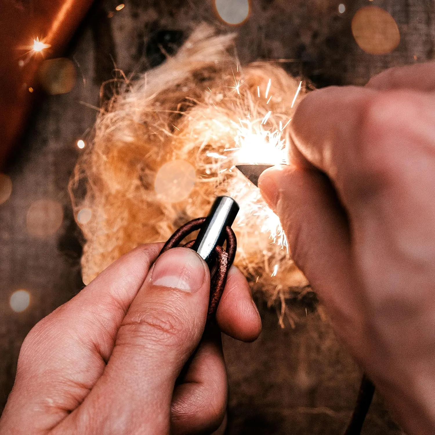 Spark Necklace™ Fire Starter Necklace for Outdoors | Zirconia & Ferrocerium Pendant | Proudly Handcrafted in USA (Zirconia Black, Waypoint)