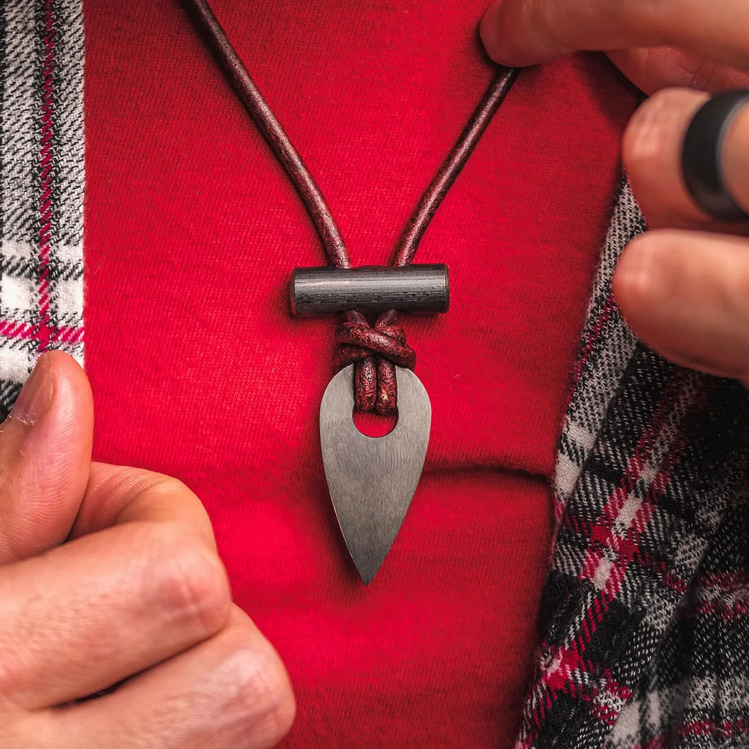 Spark Necklace™ Fire Starter Necklace for Outdoors | Zirconia & Ferrocerium Pendant | Proudly Handcrafted in USA (Zirconia Black, Waypoint)