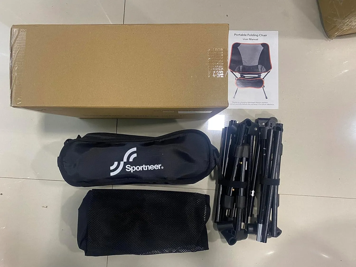 Sportneer Camping Chairs, Lightweight Outdoor Chairs with 2 Side Pockets & Storage Bag, Foldable & Portable Lawn Chairs for Camping Hiking Lawn Picnic Beach Outdoor Travel (2, Black)