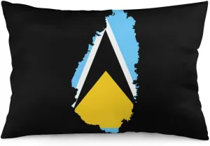 St Lucia Flag Map Funny Body Pillow Case Bedding Pillowcase for Bedroom Couch Home Decoration 20"x12"