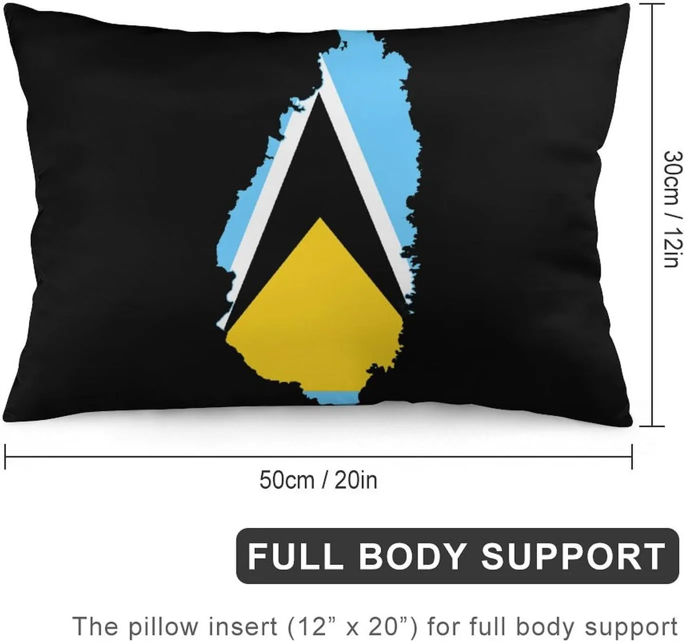 St Lucia Flag Map Funny Body Pillow Case Bedding Pillowcase for Bedroom Couch Home Decoration 20"x12"
