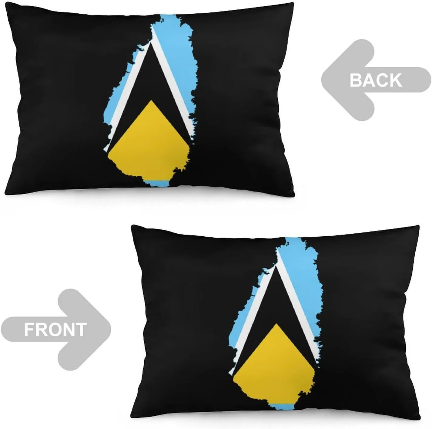 St Lucia Flag Map Funny Body Pillow Case Bedding Pillowcase for Bedroom Couch Home Decoration 20"x12"