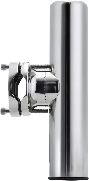 Stainless Steel Clamp on Fishing Rod Holder, 360 Degree Adjustable Fishing Pole Holder, Rail Mount Rod Holder for Rails 1-1/4” to 2”