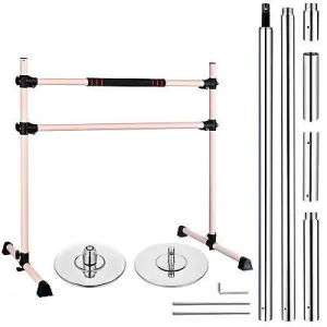 Static Spinning Dancing Pole Kit with Ballet Barre Dual Bar Exercise Fitness Pub
