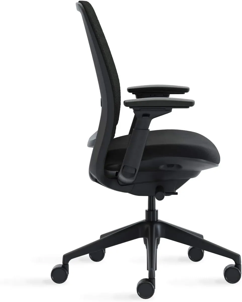 Steelcase Series 2 Office Chair, Black Frame and 3D Microknit Back, Wheels for Hard Flooring, Era Fabric (Onyx)