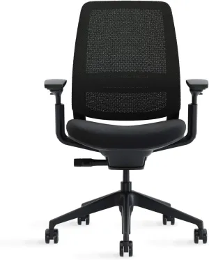 Steelcase Series 2 Office Chair, Black Frame and 3D Microknit Back, Wheels for Hard Flooring, Era Fabric (Onyx)