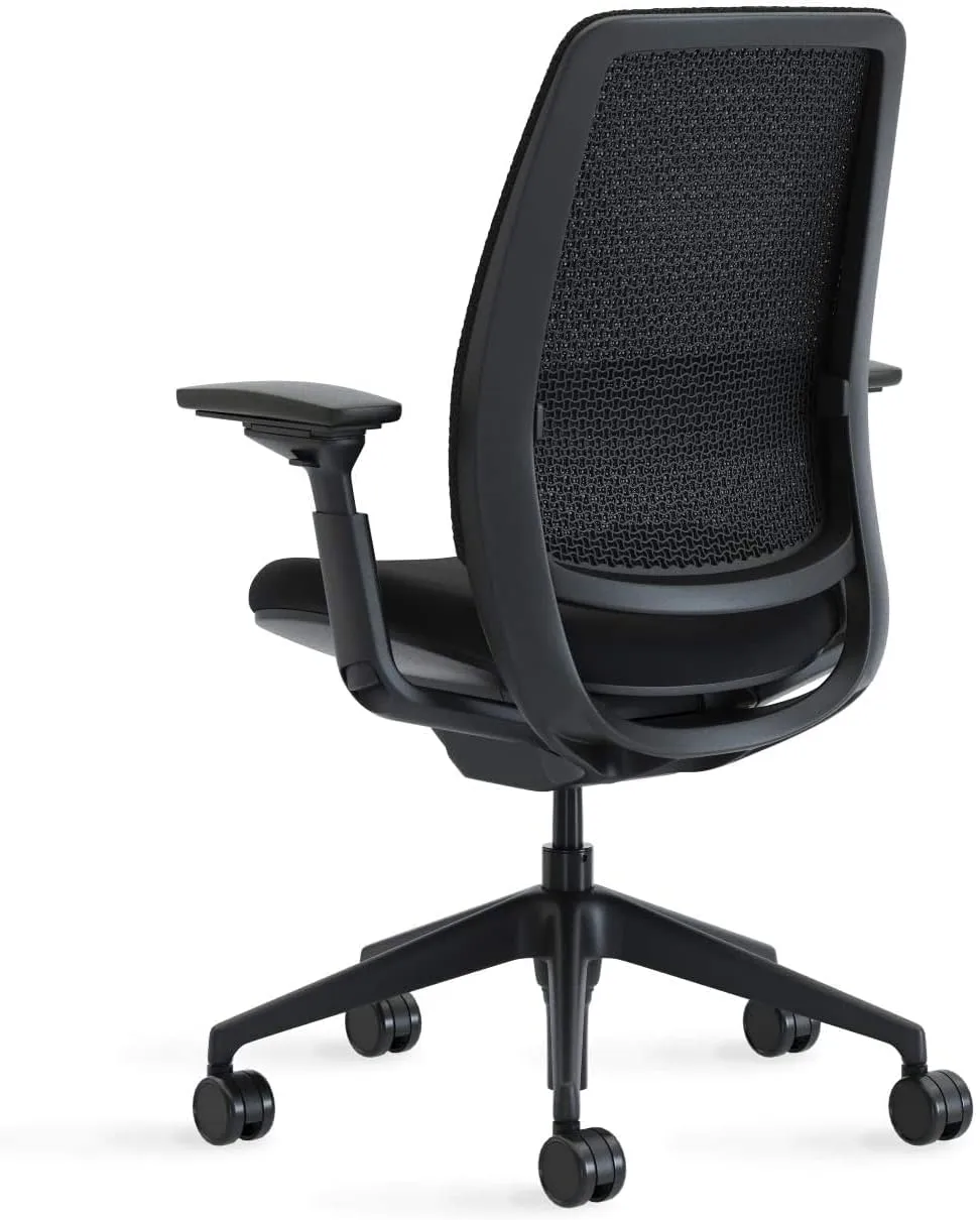 Steelcase Series 2 Office Chair, Black Frame and 3D Microknit Back, Wheels for Hard Flooring, Era Fabric (Onyx)