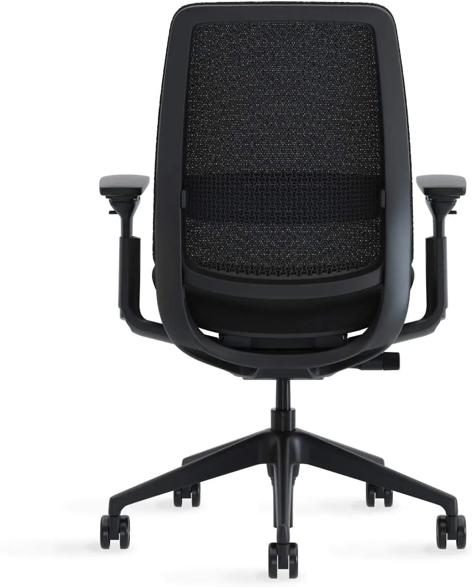 Steelcase Series 2 Office Chair, Black Frame and 3D Microknit Back, Wheels for Hard Flooring, Era Fabric (Onyx)