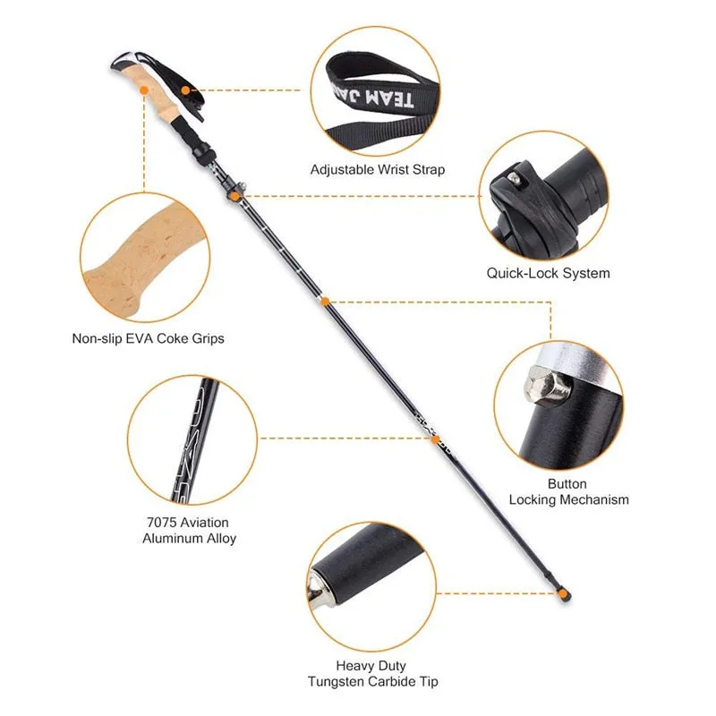 Sticks Trendy Carbon Local shipping options Trekking Walking 2pc foldable Fiber Hiking
