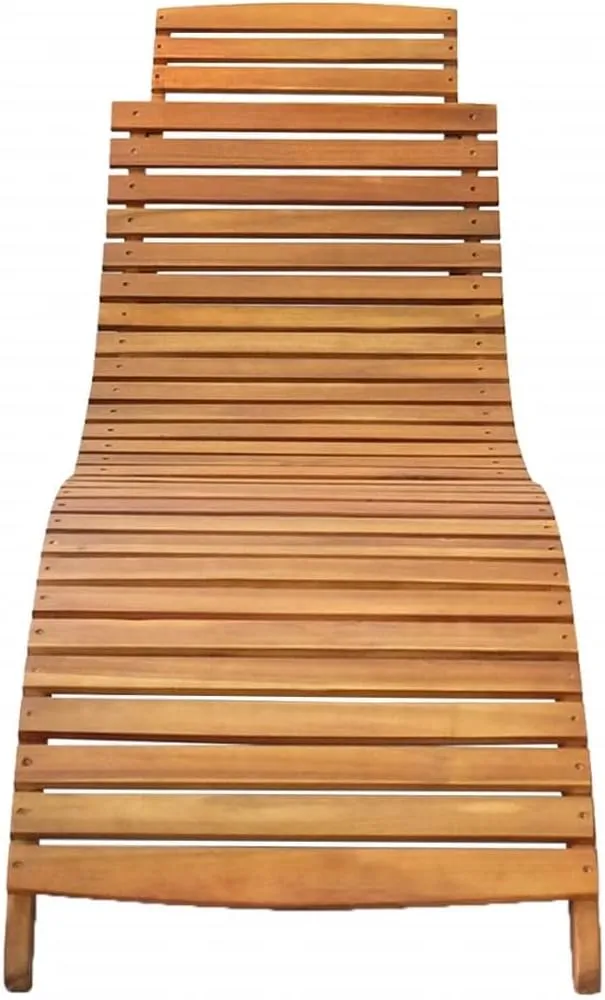Sun Lounger Solid Acacia Wood Browntanning Chair Recliner Patio Camping chairsSuitable for Garden Courtyard