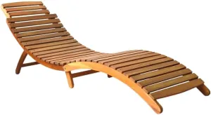 Sun Lounger Solid Acacia Wood Browntanning Chair Recliner Patio Camping chairsSuitable for Garden Courtyard