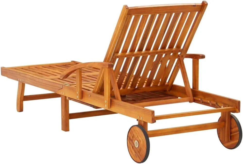 Sun Loungers 2 pcs with Cushions Solid Acacia Woodoutdoor Lounge Chairs Patio Chairs Recliner Chair Camping chairsSuitable for Gardens, courtyards
