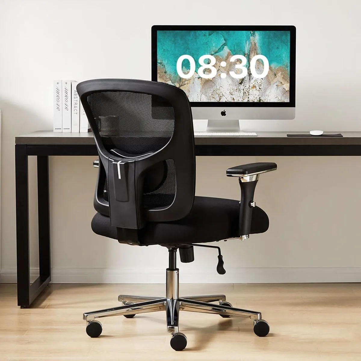 Sweetcrispy Ergonomic 500lbs Wide Heavy Duty Big and Tall Home Office Chair with Adjustable Lumbar Support and Wheels, 3D Armrest, for Adults