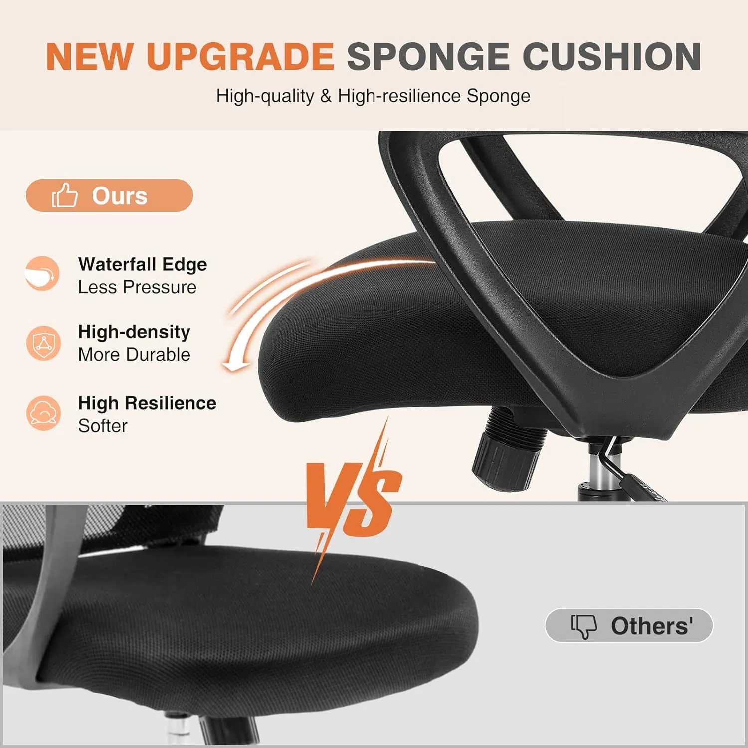Sweetcrispy Home Office Computer Desk Chair, Managerial Executive Ergonomic Mid-Back Mesh Rolling Swivel Chair with Wheels, Comfortable Lumbar Support, Comfy Arms for Bedroom, Study, Student, Black