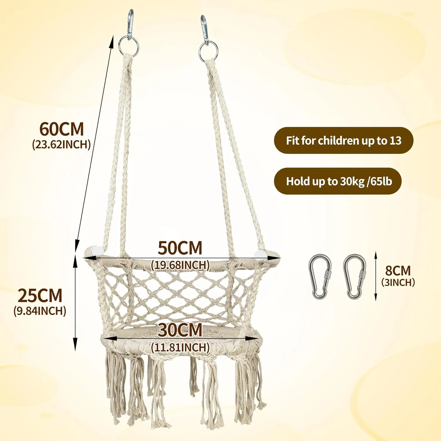 Swing Seat for Kids Children Swing,Toddler Swing Seat Baby Swing,Outdoor Tree Child Swing Seat for Kids for Backyard, Playground, Outside,Weather Resistant (Beige)
