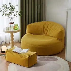 SXBCyan Bean Bag Chair （No Filler） Chenille Bean Bag Cover Pouf with Ottoman Beanbag Chair Lazy Armchair Couch for Floor Seating,Lounge Relaxing,Video Games,Movie Night (Color : Yellow, Size : Empty