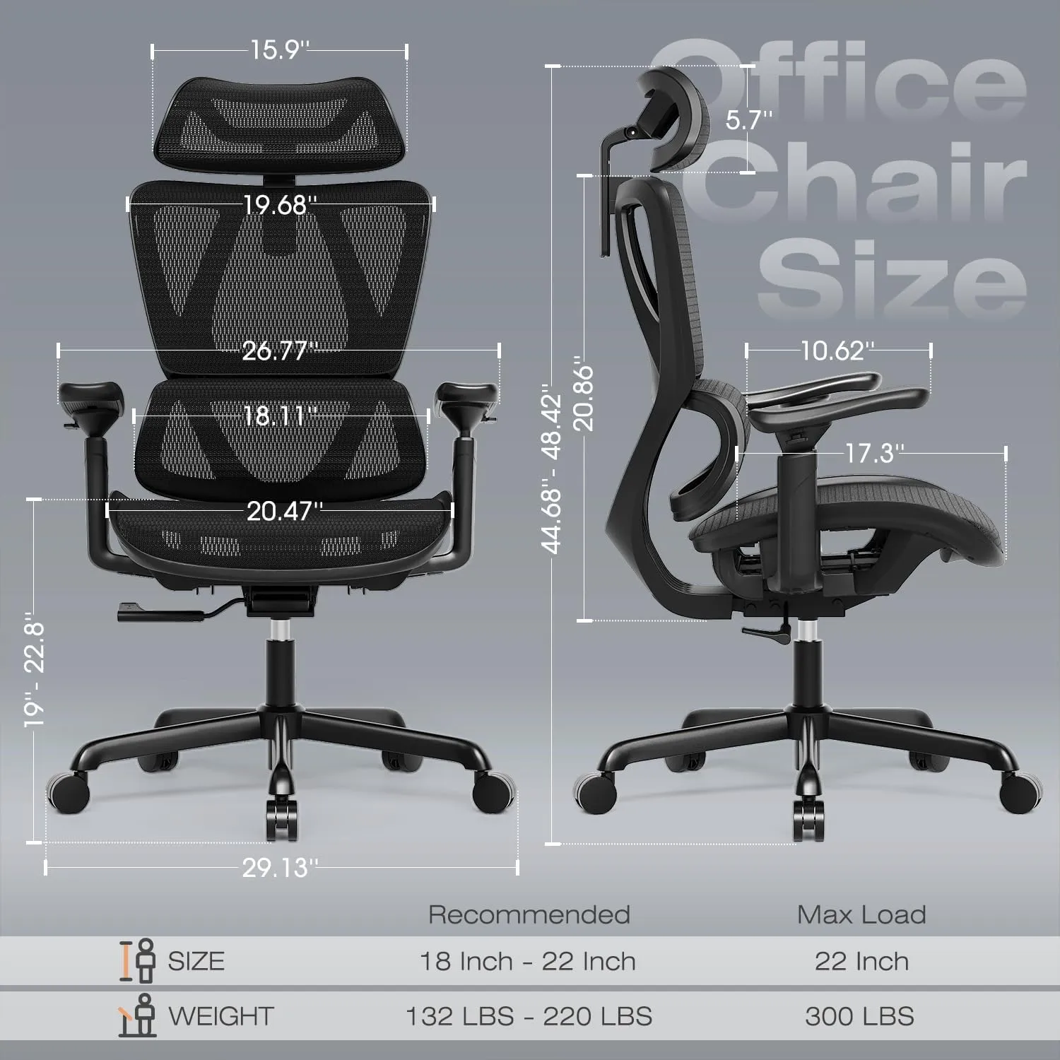 T11 Ergonomic Office Chair,High Back Desk Chairs with Separate Lumbar Support,Magic Armrests,Adjustable Wide Headrest,Comfy Executive Computer Chair,Big and Tall Mesh Chair for Home Office