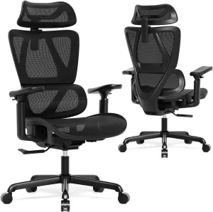 T11 Ergonomic Office Chair,High Back Desk Chairs with Separate Lumbar Support,Magic Armrests,Adjustable Wide Headrest,Comfy Executive Computer Chair,Big and Tall Mesh Chair for Home Office