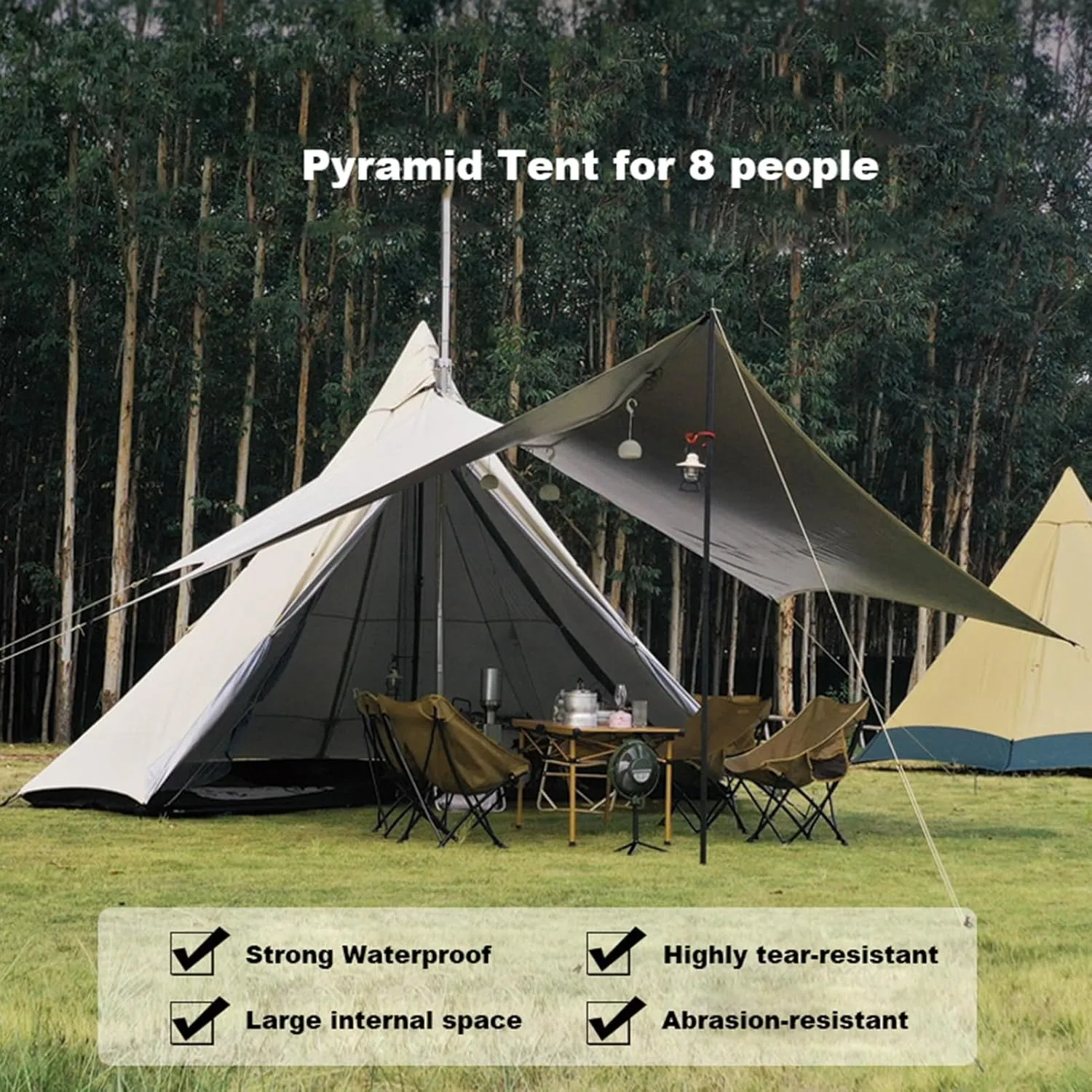 Teepee Tent for Adults Outdoor Camping 4 Season Family Camping Yurt Tent Tipi Tents for Hunting Family Team Backpacking Camping Hiking