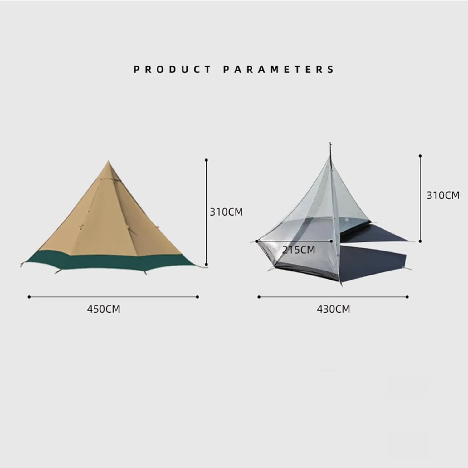 Teepee Tent for Adults Outdoor Camping 4 Season Family Camping Yurt Tent Tipi Tents for Hunting Family Team Backpacking Camping Hiking