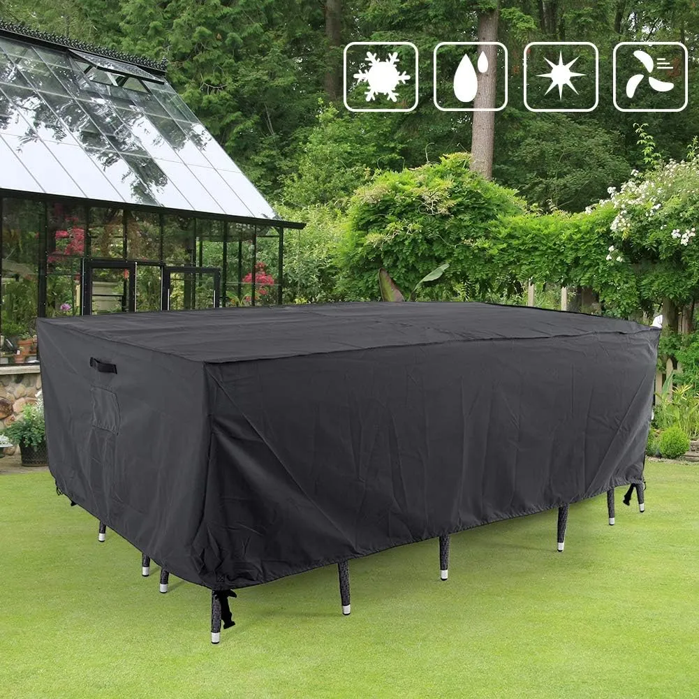 Tempera Outdoor Dining Set Cover for Outside Table and Chairs, Rectangle Patio Table Covers for Outdoor Furniture, Anti-Fading, Water Resistant, 108'' x 82'' x 27.8'', Space Grey