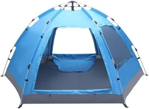 Tent-3-4 Person-Camping Tents, Waterproof Instant Pop up Automatic Family Tent, Portable with Carry Bag, for Camping Hiking, Travel, Outdoor Activities - Blue