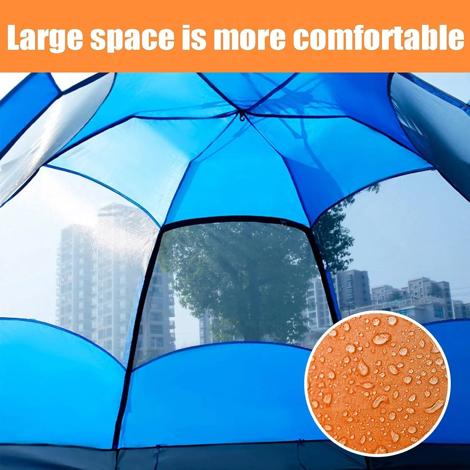 Tent Outdoor Rain Shelter, Pop Up Tent for 3 to 4 Person Automatic Opening Tent Hexagonal, Protected Family Camping Tents, for Camping Backpacking Hiking Beach Outdoor