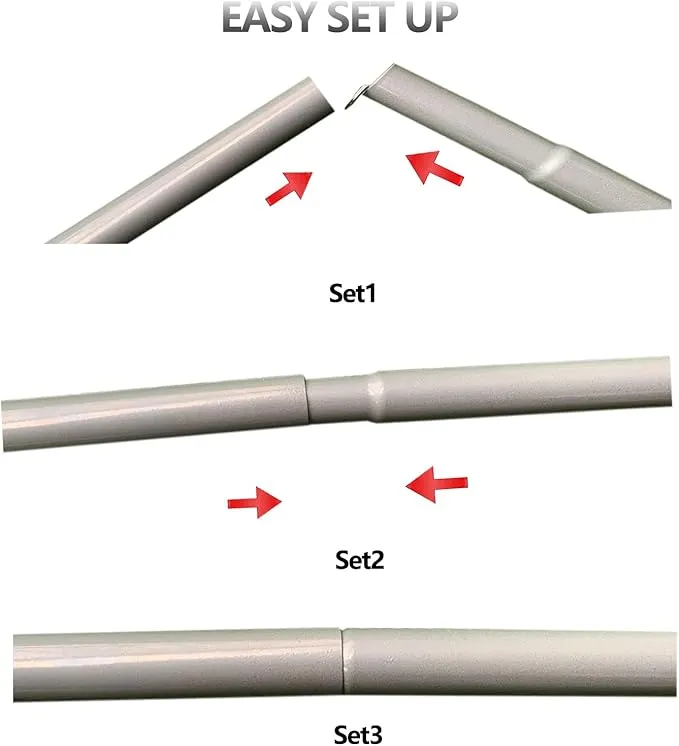 Tent Poles Adjustable Tarp Poles Steel Rods for Tarp Canopy Camping Replacement Set of 2  Pegs & Reflective Ropes