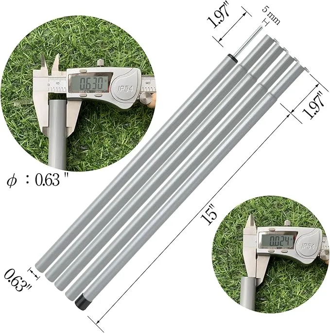 Tent Poles Adjustable Tarp Poles Steel Rods for Tarp Canopy Camping Replacement Set of 2  Pegs & Reflective Ropes