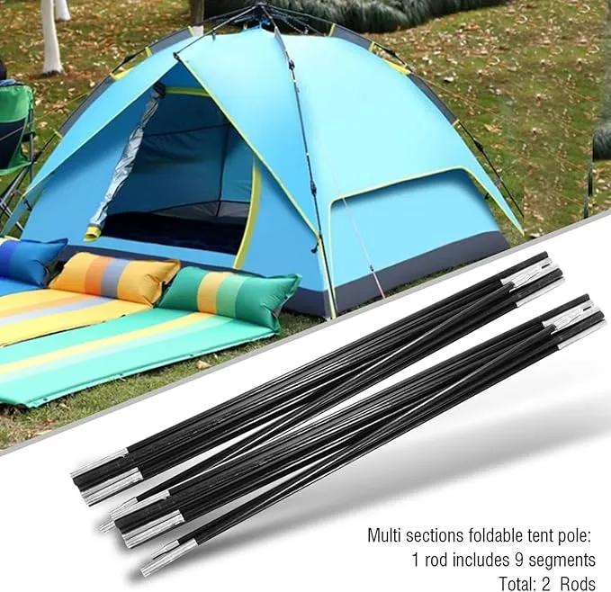 Tent Tarp Poles 4.9M, Universal 9 Sections Fiberglass Camping Tent Pole Bars Camping Awning Poles, Tent Pole Support Frames Kit Outdoor Support Rods Awning Frames Kit