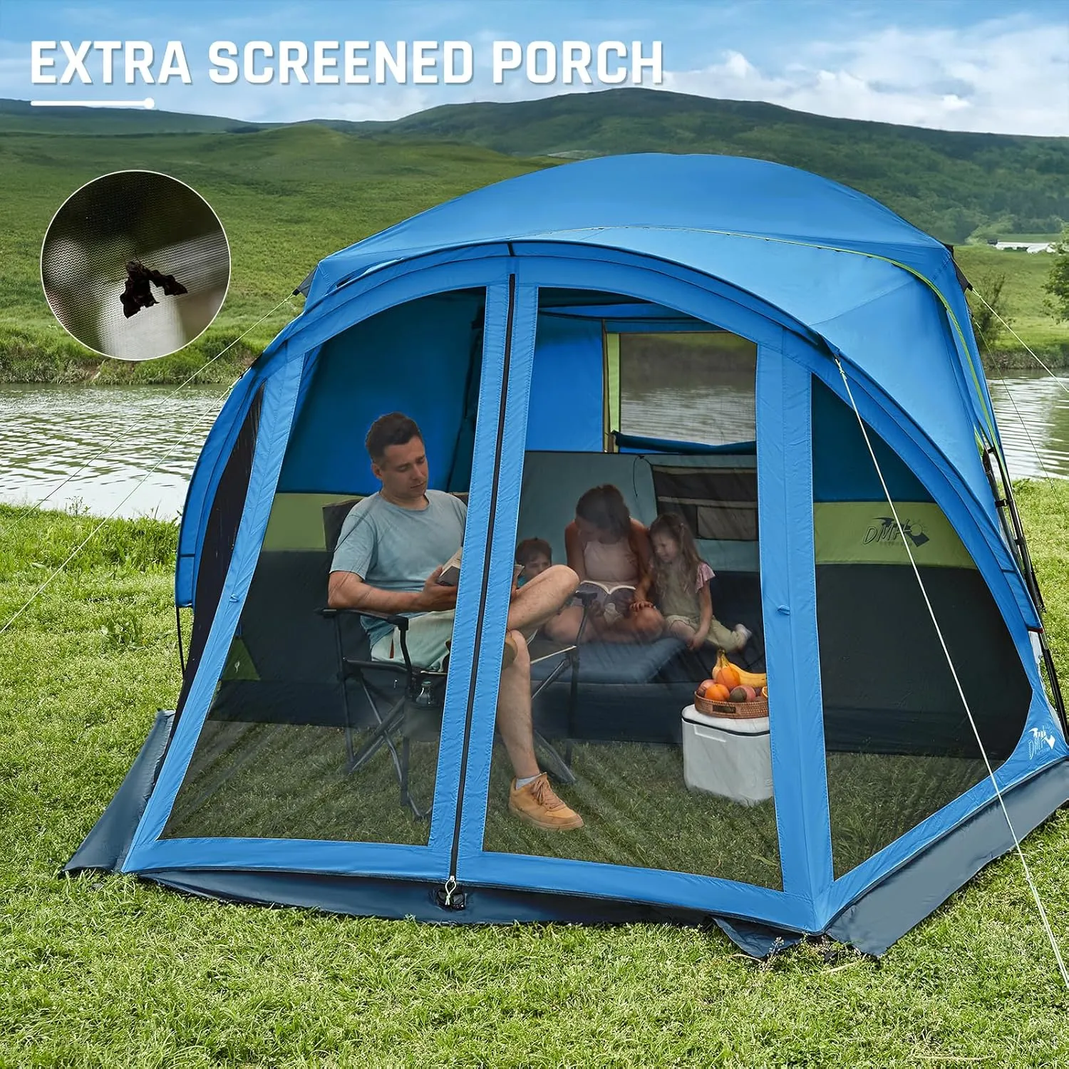 Tents for Camping 6 Person Camping Tent with Screen Porch, Weatherproof Large Cabin Tent with Rainfly and Carry Bag, Family Tent for Outdoor Camping and Backyard