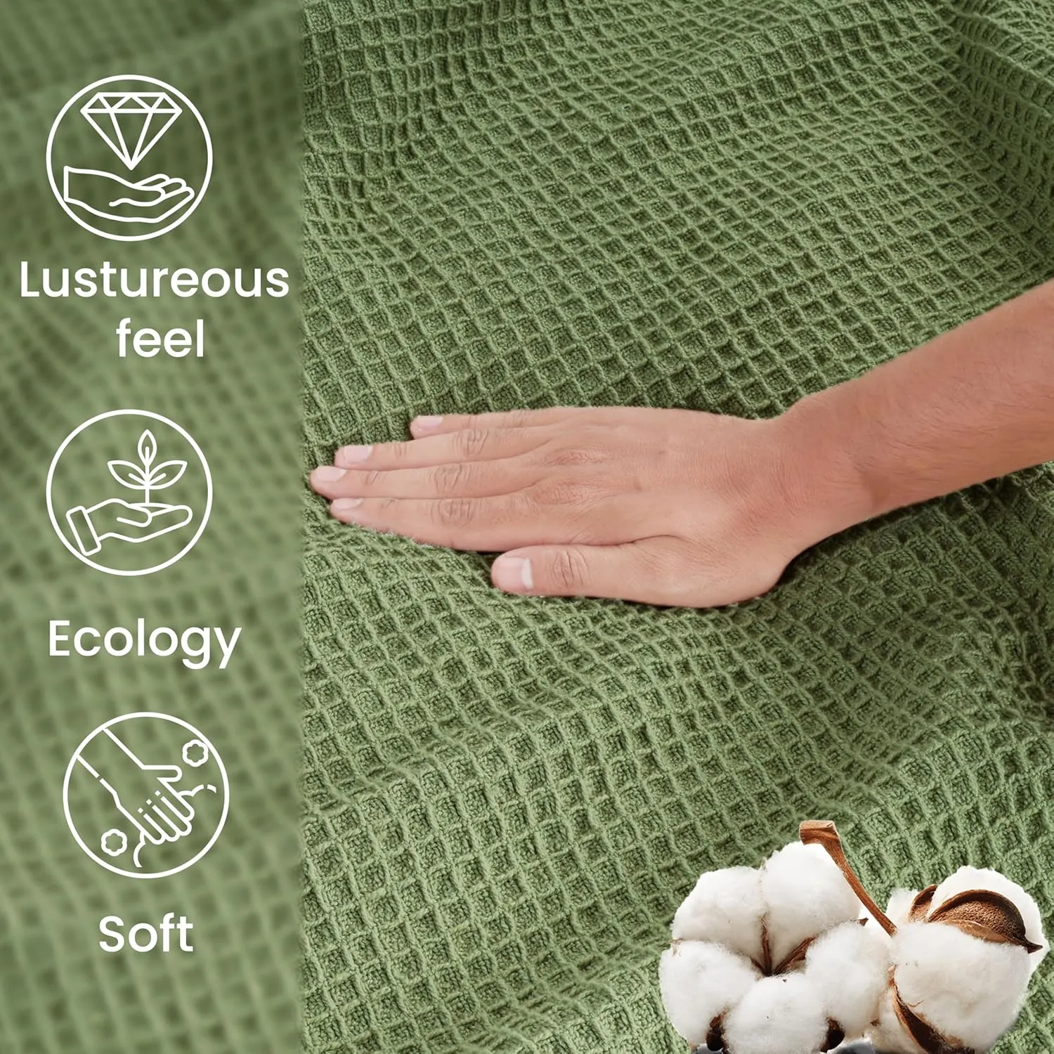 Tex Trend 100% Cotton Blanket – Soft and Breathable Twin XL Waffle Blankets – All Season Comfort – Suitable for Bed Layering, Sofa, Couch and Chair - Sage Green (60”x90”)