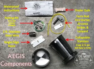 THE AEGIS POCKET SURVIVAL KIT MADE BY FIRE WATER SURVIVAL