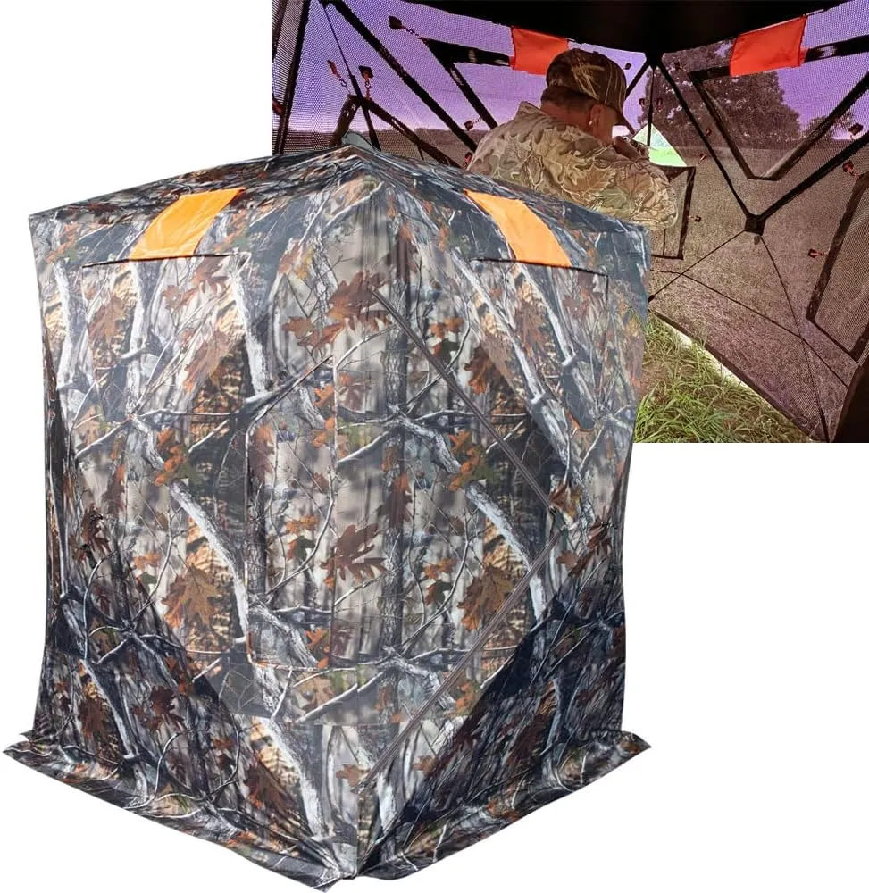 THUNDERBAY Two-Tall Extra Tall Hunting Blind with Carrying Bag, 2-3 Person Pop Up Ground Blinds 270 Degree, Portable Hunting Tent for Deer & Turkey Hunting