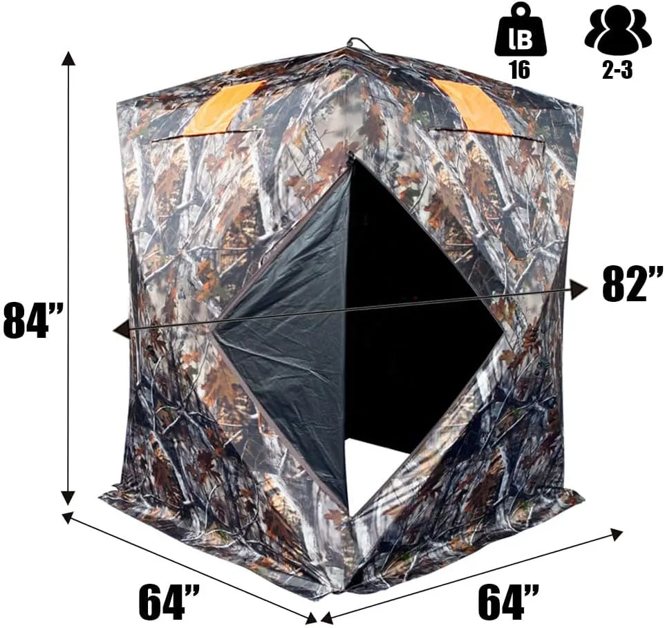 THUNDERBAY Two-Tall Extra Tall Hunting Blind with Carrying Bag, 2-3 Person Pop Up Ground Blinds 270 Degree, Portable Hunting Tent for Deer & Turkey Hunting