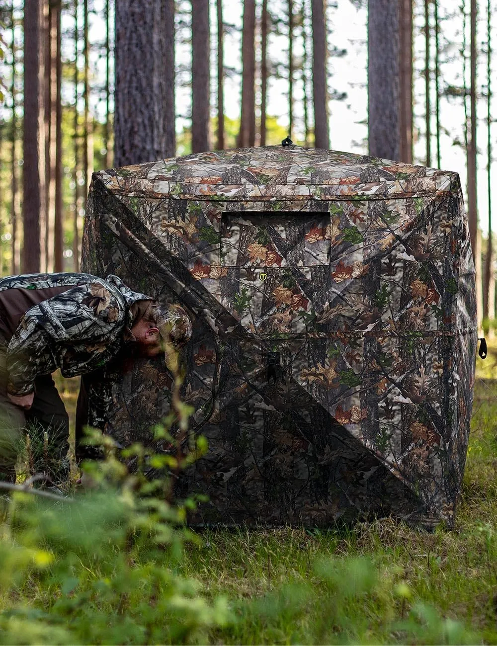 TIDEWE Hunting Blind See Through with Carrying Bag, 3-4 Person Pop Up Ground Blinds 270 Degree, 300D Portable Resilient Hunting Tent(Camouflage)
