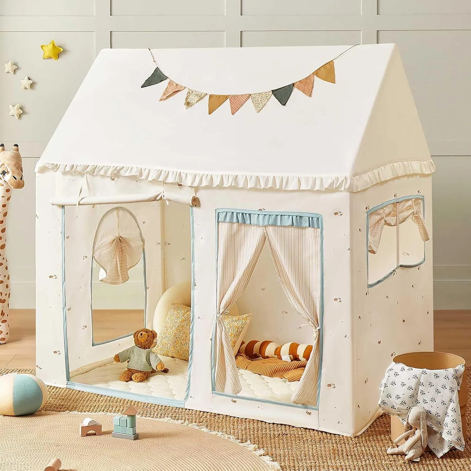 Tiny Land Kids Tent with Mat, Kids Play Tent for Toddlers, Playhouse for Kid Indoor, Ideal Toy Gift for 3  Boys, Play Room Furniture