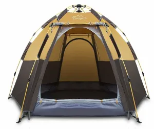 Toogh 3-4 Person Camping Tent Backpacking Tents Hexagon Waterproof Dome Automati