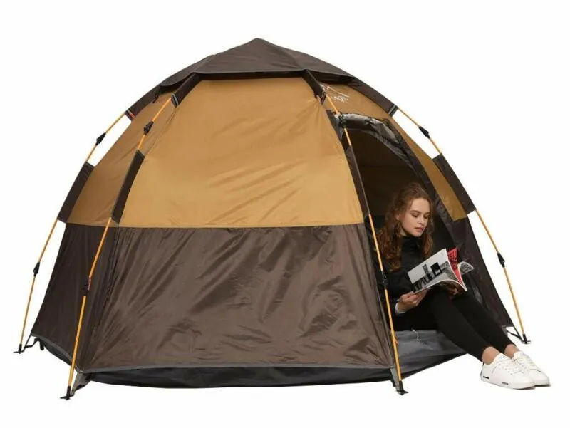 Toogh 3-4 Person Camping Tent Backpacking Tents Hexagon Waterproof Dome Automati
