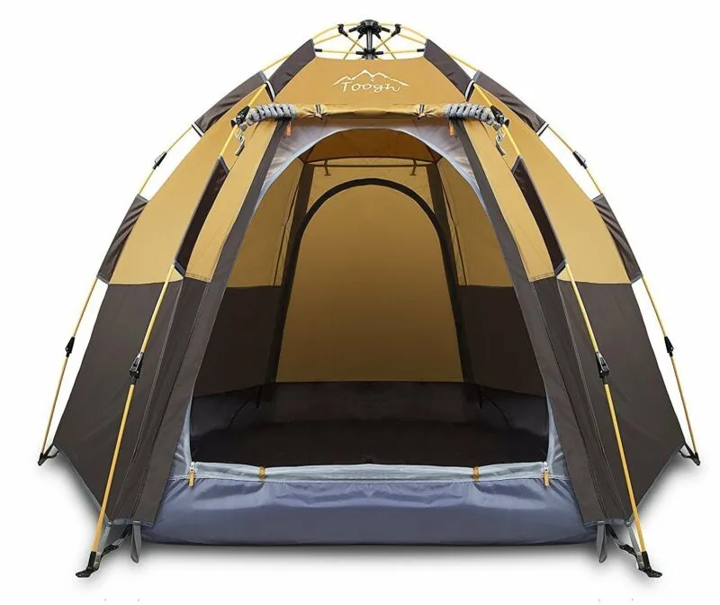 Toogh 3-4 Person Camping Tent Backpacking Tents Hexagon Waterproof Dome Automati