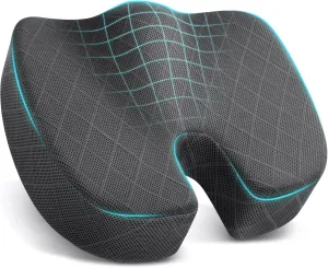 TushGuard Seat Cushion - Memory Foam Cushion for Office Chair, Car Seat, Airplane, Bleacher - Sciatica & Hip & Coccyx Pain Relief Cushions for Long Sitting Office Workers, Car Drivers (Grey, X-Large)