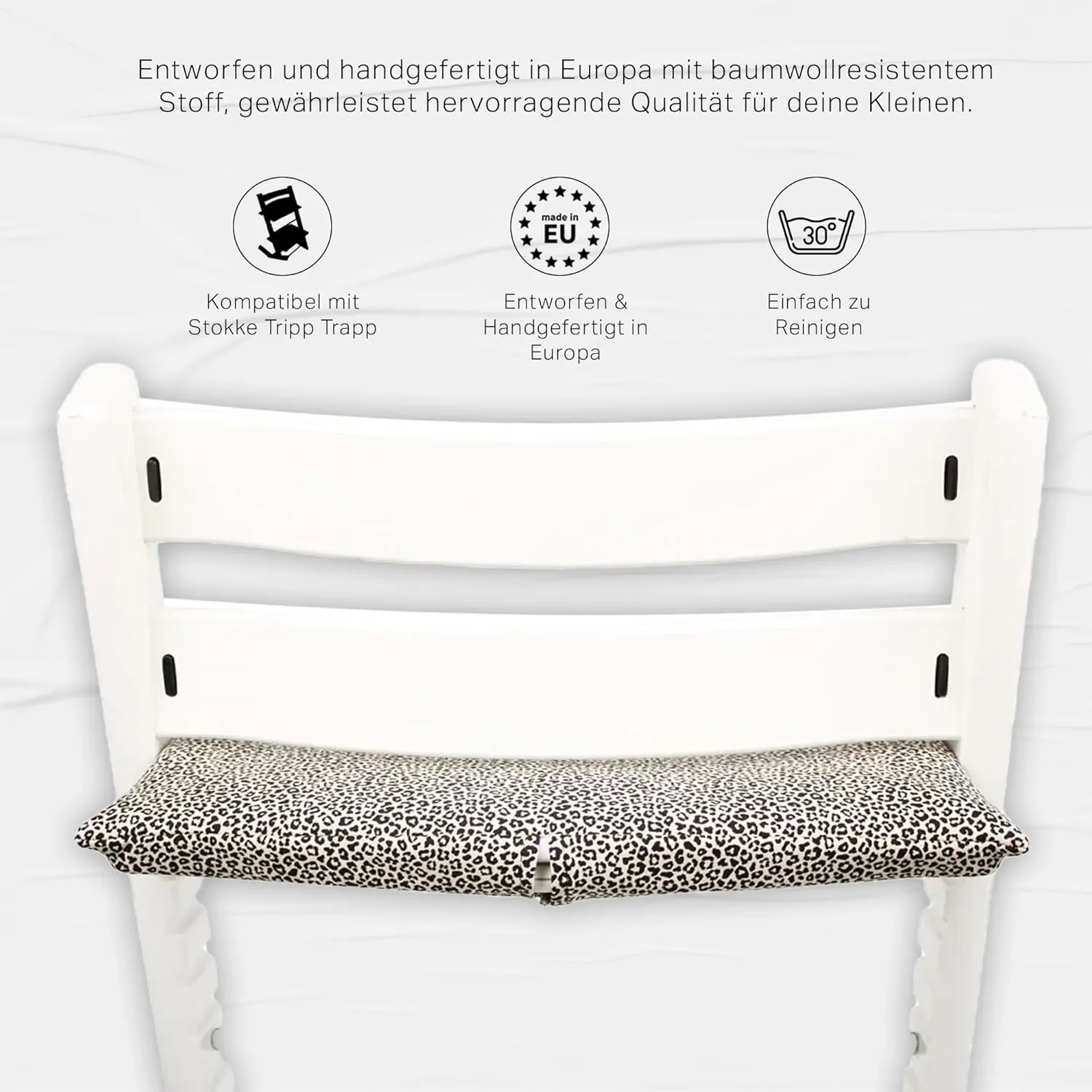 UKJE Cushion Compatible with Stokke Tripp Trapp - Cushion for High Chair, Baby Seat Padding, High Chair Accessories, Sitting Cover, Coated Fabric, Stylish Patterns (1 Piece, Sand Leopard)